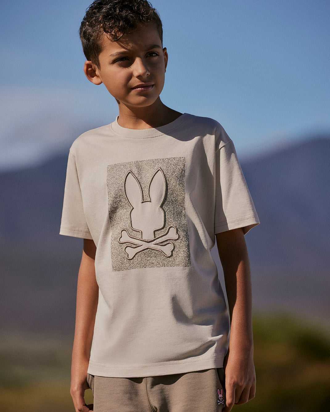 T Shirt Graphique Psycho Bunny Livingston Graphic Tee Beige Homme | IXZ-59800739